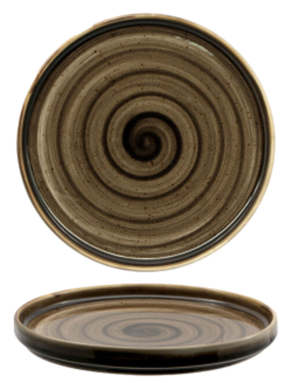Piatto piano / Porcellana / Decorato a mano / Impilabile / diam. cm.26 / H cm.2,7 / 6 pezzi / SANGO KADEN WOODLAND BROWN