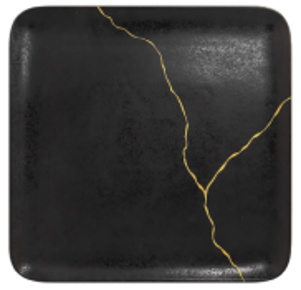PIATTO PIANO - RAK "KINTZOO" Nero/oro Quadrato cm.30X30 (12) Cod. HI035328