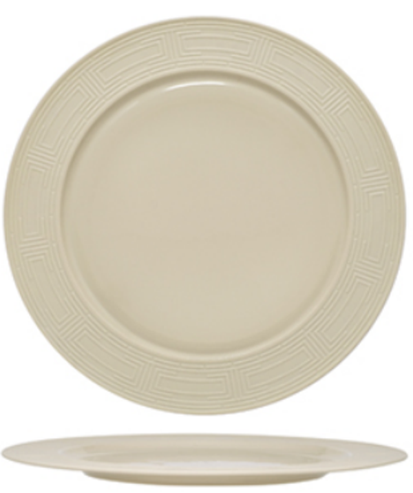PIATTO PIANO - ESSENTIA "LABYRINTH" Beige interno lucido / esterno satinato cm.30,5  (8) Cod. HI036015