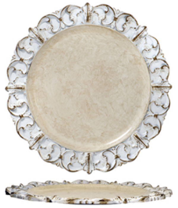SOTTOPIATTO - ESSENTIA "BAROCCO" in polipropilene bianco Ø cm.35 (3) Cod. HI036089
