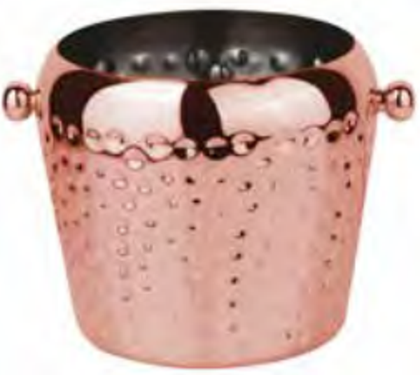 SECCHIELLO GHIACCIO - PADERNO Acciaio inox martellato placcato rame lt.2 / h cm.14 / O cm.15 (1) Cod. HI137517