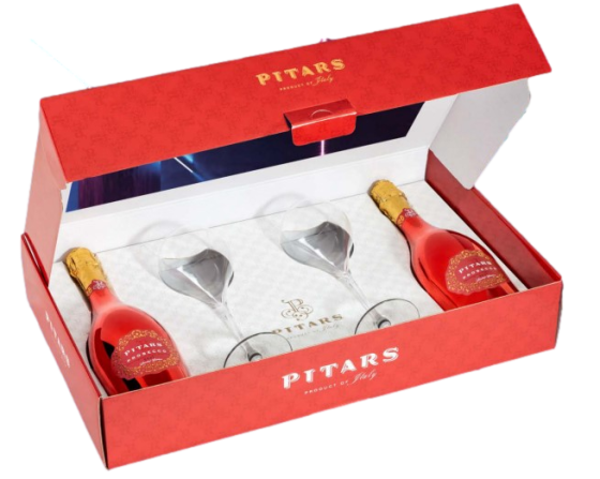 PITARS - "COLORS GIFT SET" Confezione con 2 bottiglie da 75cl e 2 calici (1)