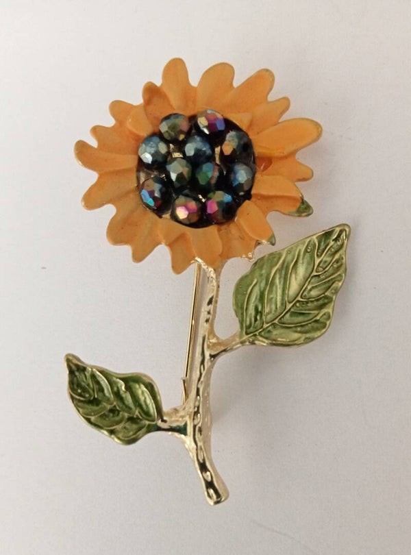 Zonnebloem met stras steentjes 10018