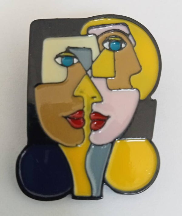 Moderne kunst broche van 2 gezichten 10031