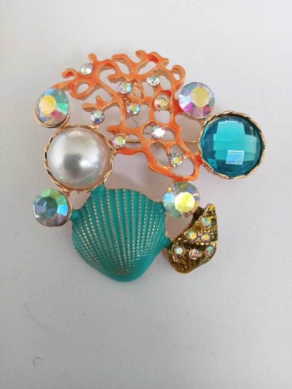 Broche met fantasie zee landschap 10041