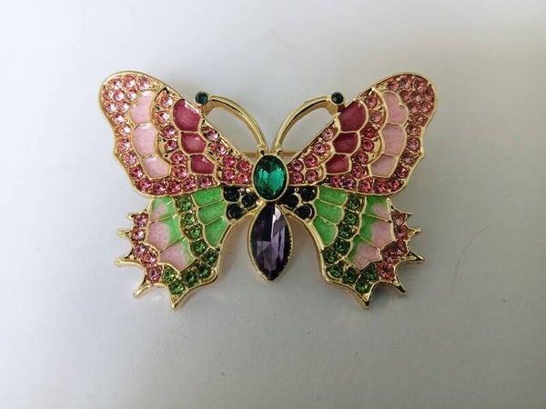 Vlinder broche in pasteltinten 10043