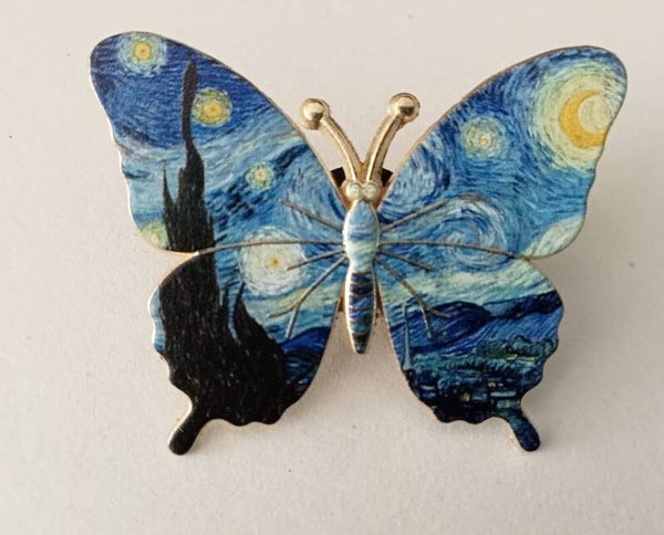Vlinder broche met Van Gogh 10046