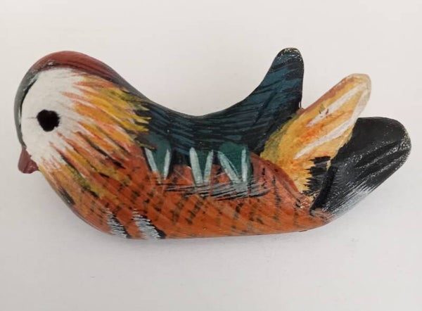 Houten broche Mandarijneend 10066