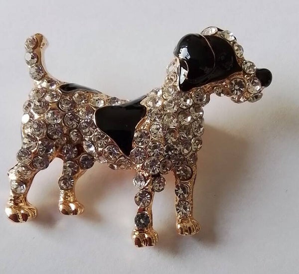 Broche hondje met stras steentjes 91220