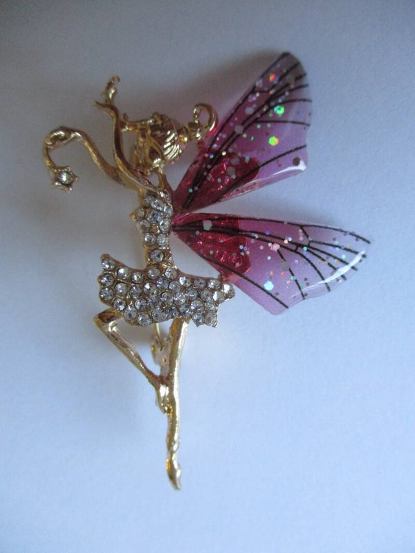 Broche Fee met roze vleugels 44045