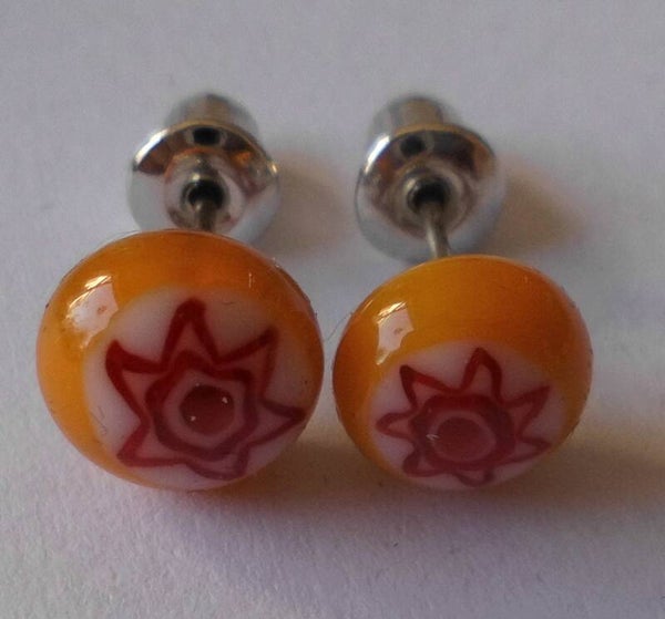 Gele oorsteker met rode ster 55384h