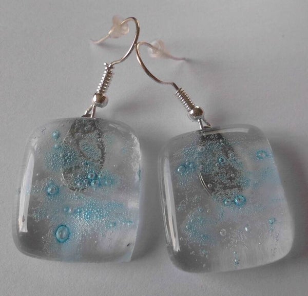Transparante oorhangers met blauwe bubbels 55553 x