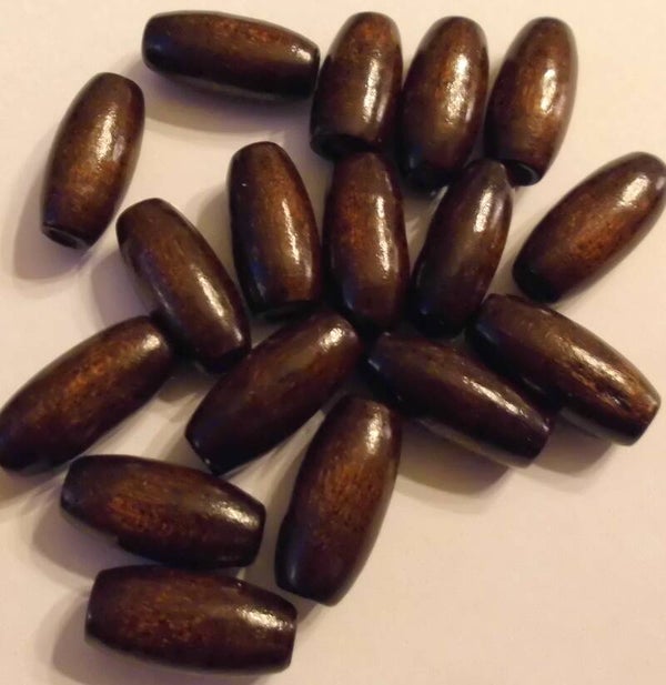 Donkerbruine houten ovale kralen 15 x 6 mm kr90468