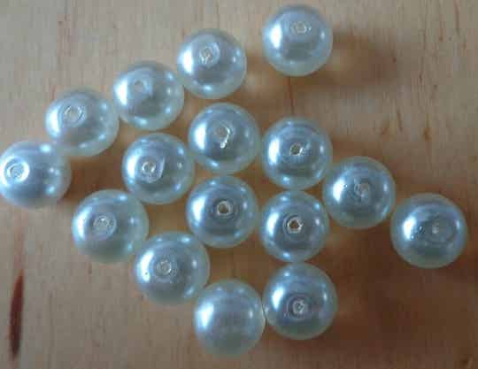 Witte kunststof parels 8 mm kr90164 O