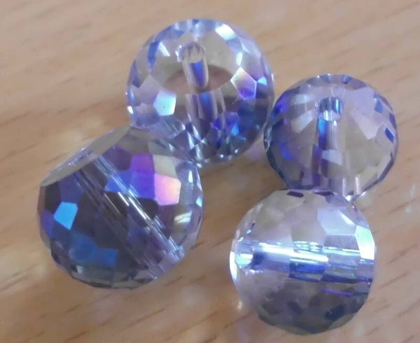 Glaskralen facet transparant blauw 12 x 9 en 10 mm kr90215