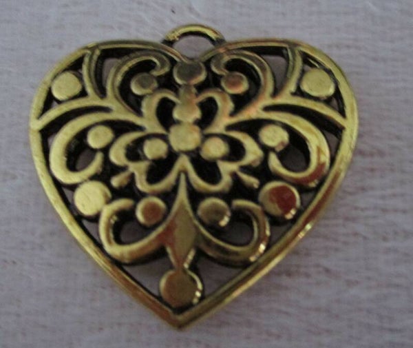 Hanger hart 34 x 32 mm oud goud kleur 90483 k22