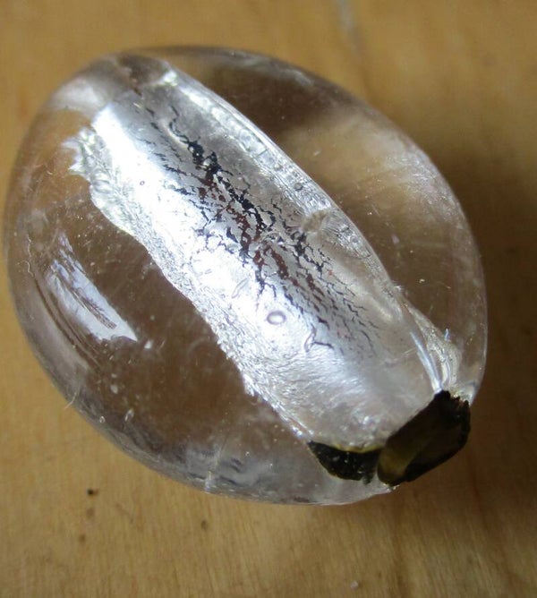 Plat ovale transparant zilverkleurige glaskraal 22 mm kr90490