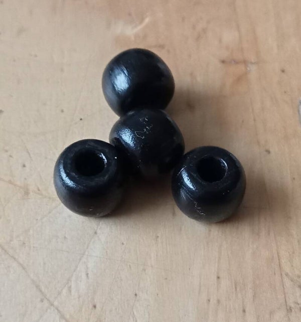 Zwarte houten kralen groot gat (4mm) 10x8 mm 90663 Ja