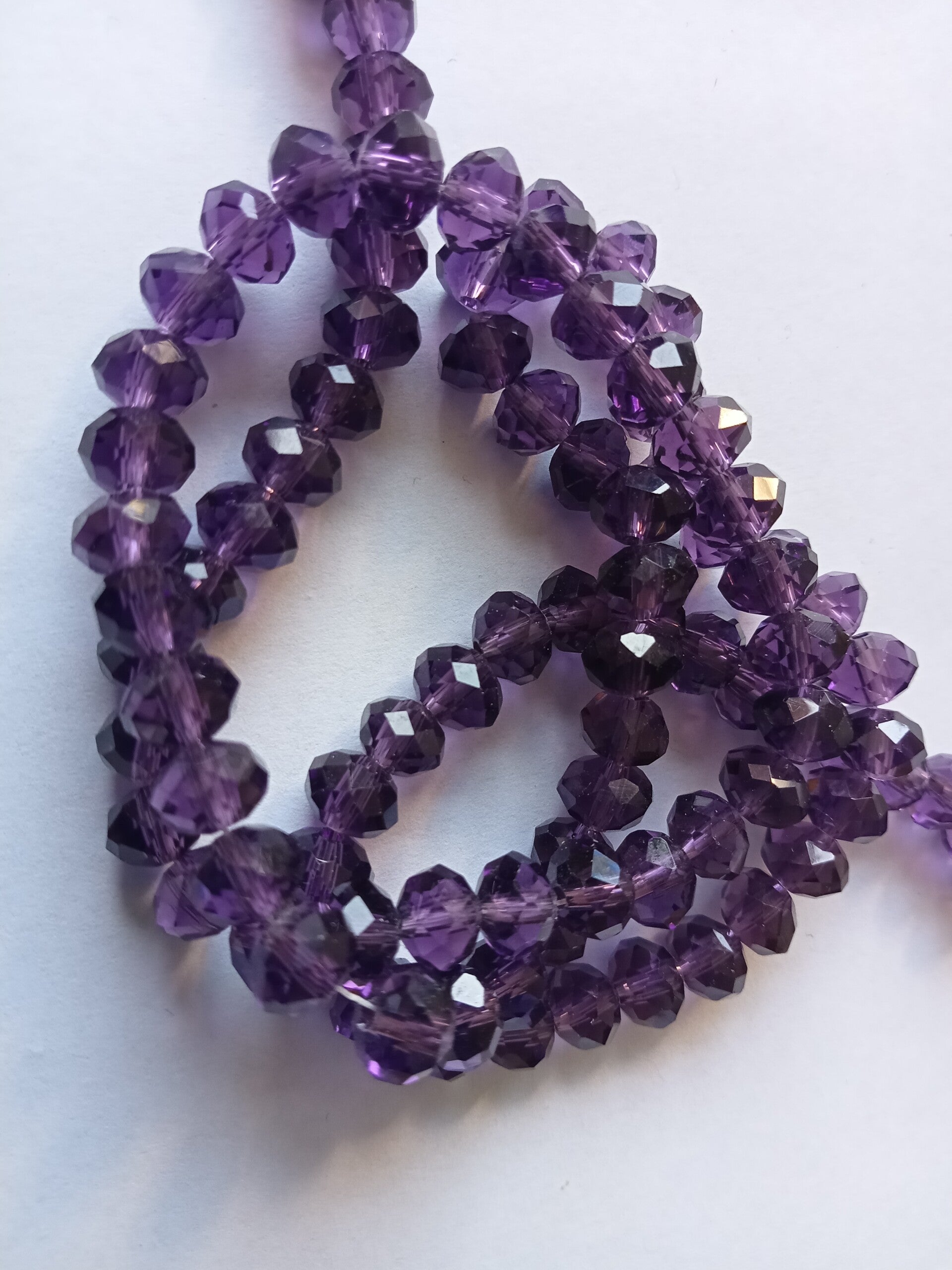 Kristal rondel kralen facet geslepen amethist paars 6x5 mm 90746 1-1a