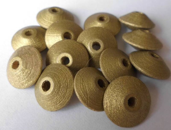 Goudkleurige houten discus kralen 12 x 6 mm kr90772 Ba