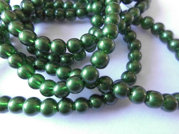 Glasparels donkergroen rond 4mm kr90804 4-1a