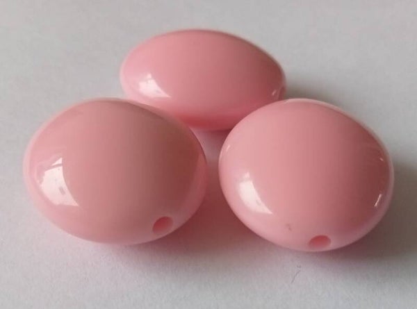 Roze kunststof kralen plat ovaal 24 x 20 x 11  90825 Ua