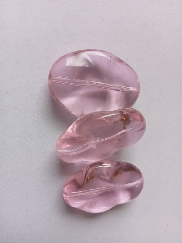 Ovale roze transparante glaskralen 32x24 mm 90829 Ua