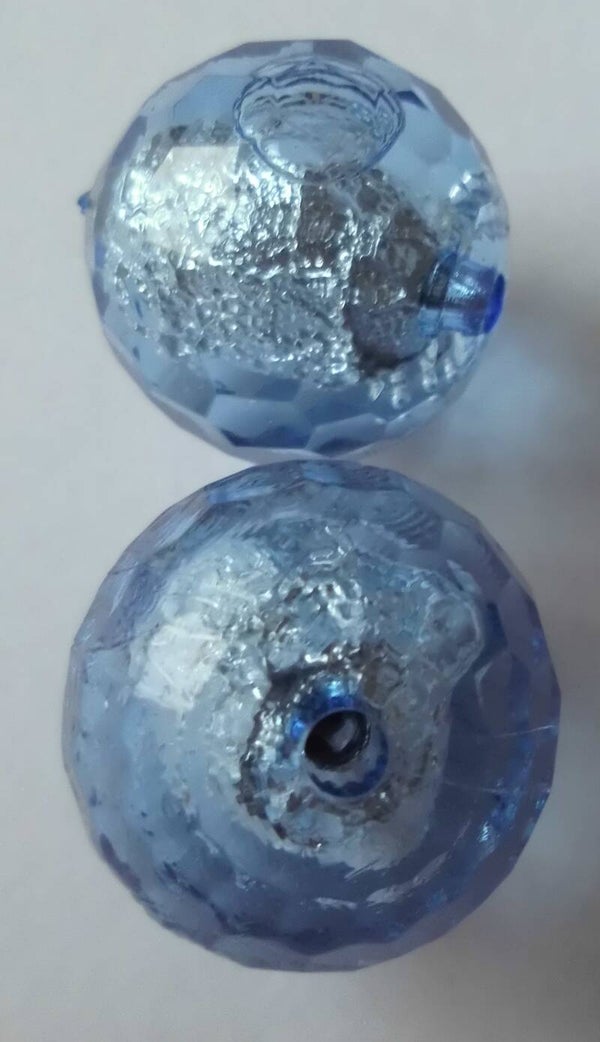 Blauwe acryl kralen met folievulling rond 20 mm kr90833 2-1a