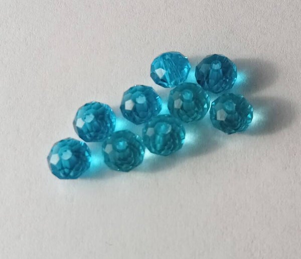 Glaskralen rondel facet geslepen 6x5 mm blauw 90846 1-2a