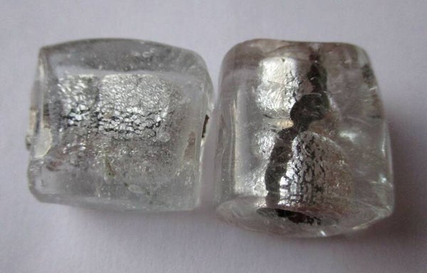 Rechthoekige transparant zilveren glaskralen 20x20x12 mm kr90886 3-1