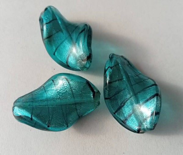 Blauwgroene twister kralen 28x19 mm 90936 1-2a