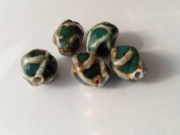 Retro stijl keramiek kralen met glazuur 18x13 mm 90960 1-2a
