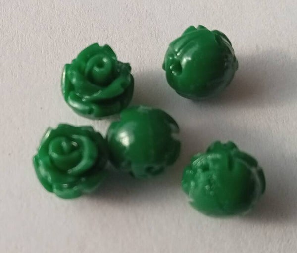 Kunststof kralen roosje 7 mm donker groen 90969 1-2a