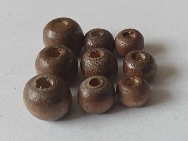 Ronde donkerbruine houten kralen in 3 maten 90970 Ua