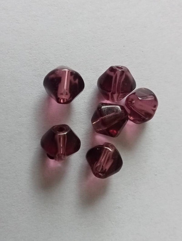 Bicone geslepen aubergine kleurige glaskralen 6 mm 90992 Ua
