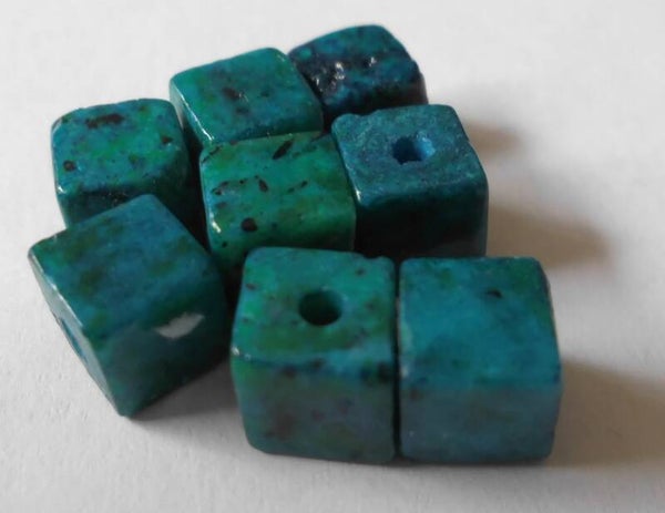 Azuriet-Chrysocolla kralen vierkant 6 mm kn91083 1-4a
