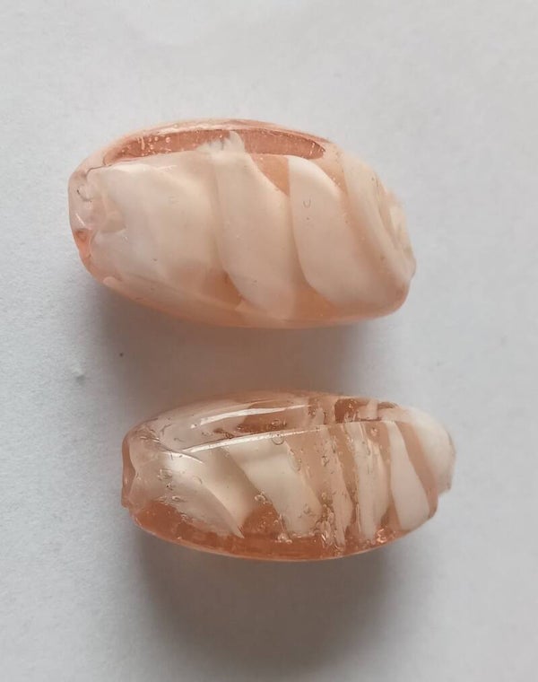 Ovale glaskralen champagne kleur 25x12 mm 91210 Ua