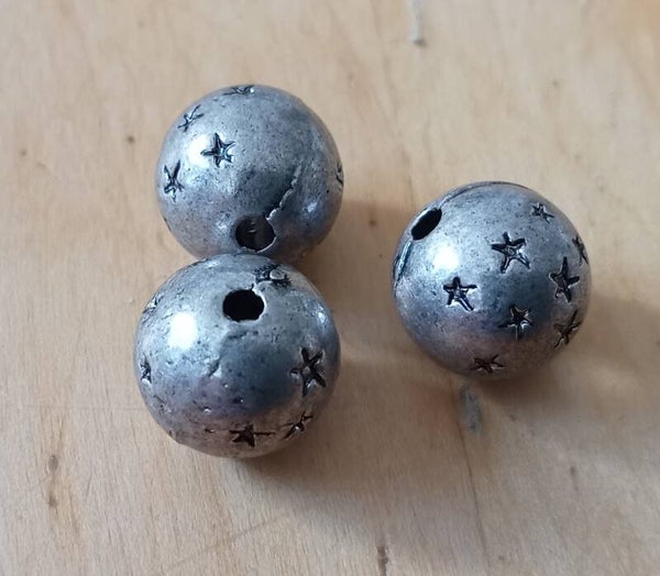 Metalen kralen rond 10 mm antiek zilverkleur 91290 k10a