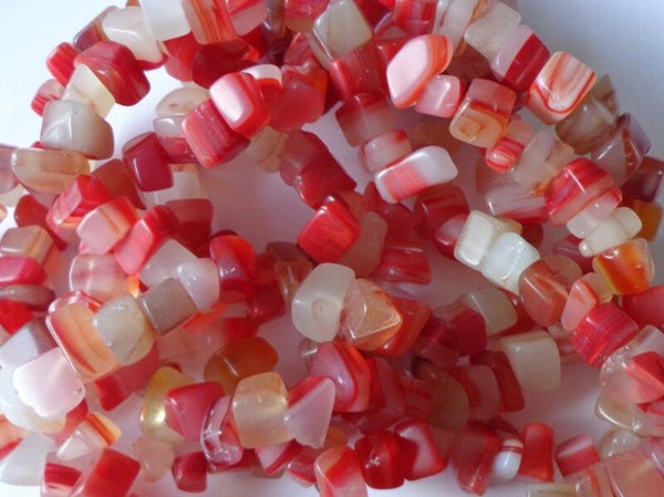 Agaat rood/wit gemêleerde kralen 5 - 12 mm kn90393 1-4a