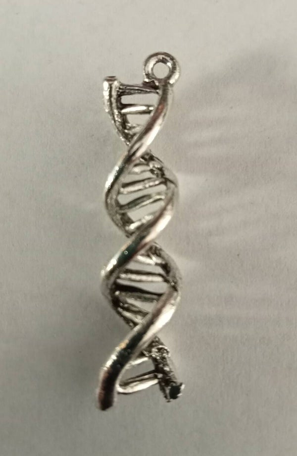 Zilverkleurige hanger DNA 40 x 8 mm 91235 k20
