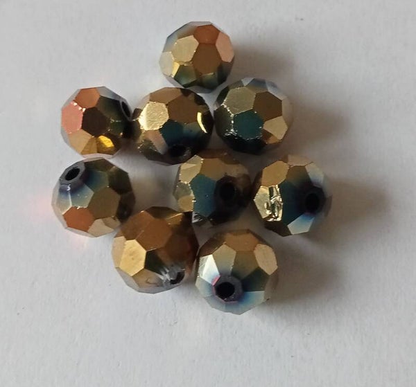 Goudkleurige Glas rondelle kralen 8 mm kr90652 4-4a