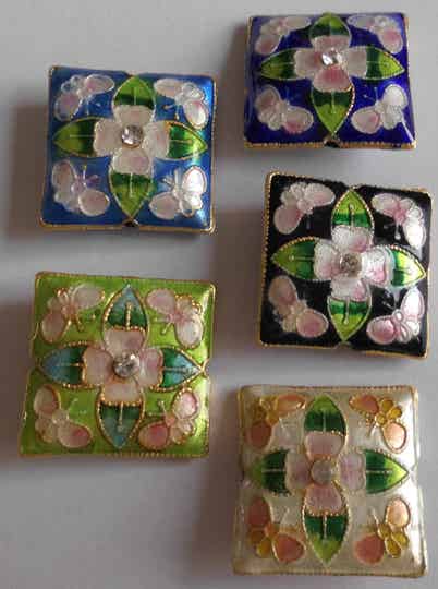 Cloisonne kralen vierkant diverse kleuren 22 mm kc90648 T
