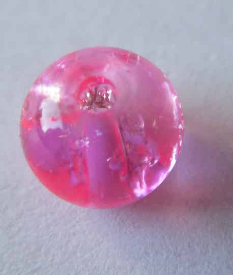 Glaskraal rond craquelé roze 6 mm kr90304 Ia