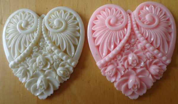 Acryl harten rose en  creme-wit 50x45 mm 90262 k22