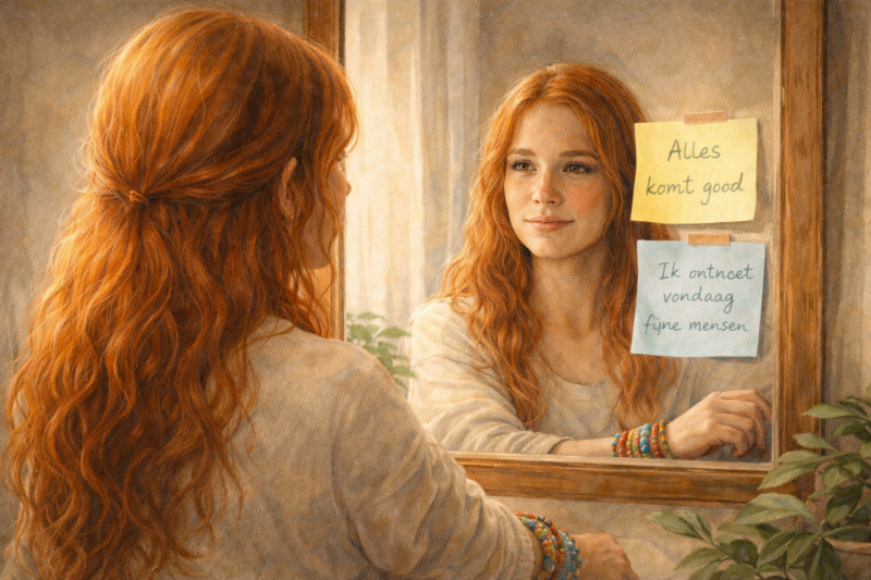 Affirmaties op spiegel bijzonder rustig