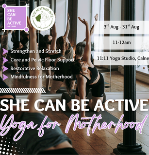 She can be active free 5 week course yoga for Motherhood at 1111 yoga studio Calne group of mums doing yoga