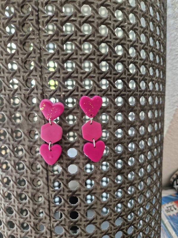 Hartjes oorbellen infushia kleur