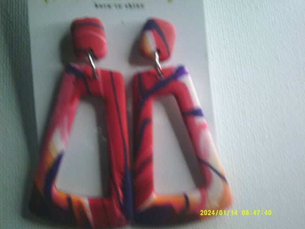 Oorbellen in rood Oranje dessin