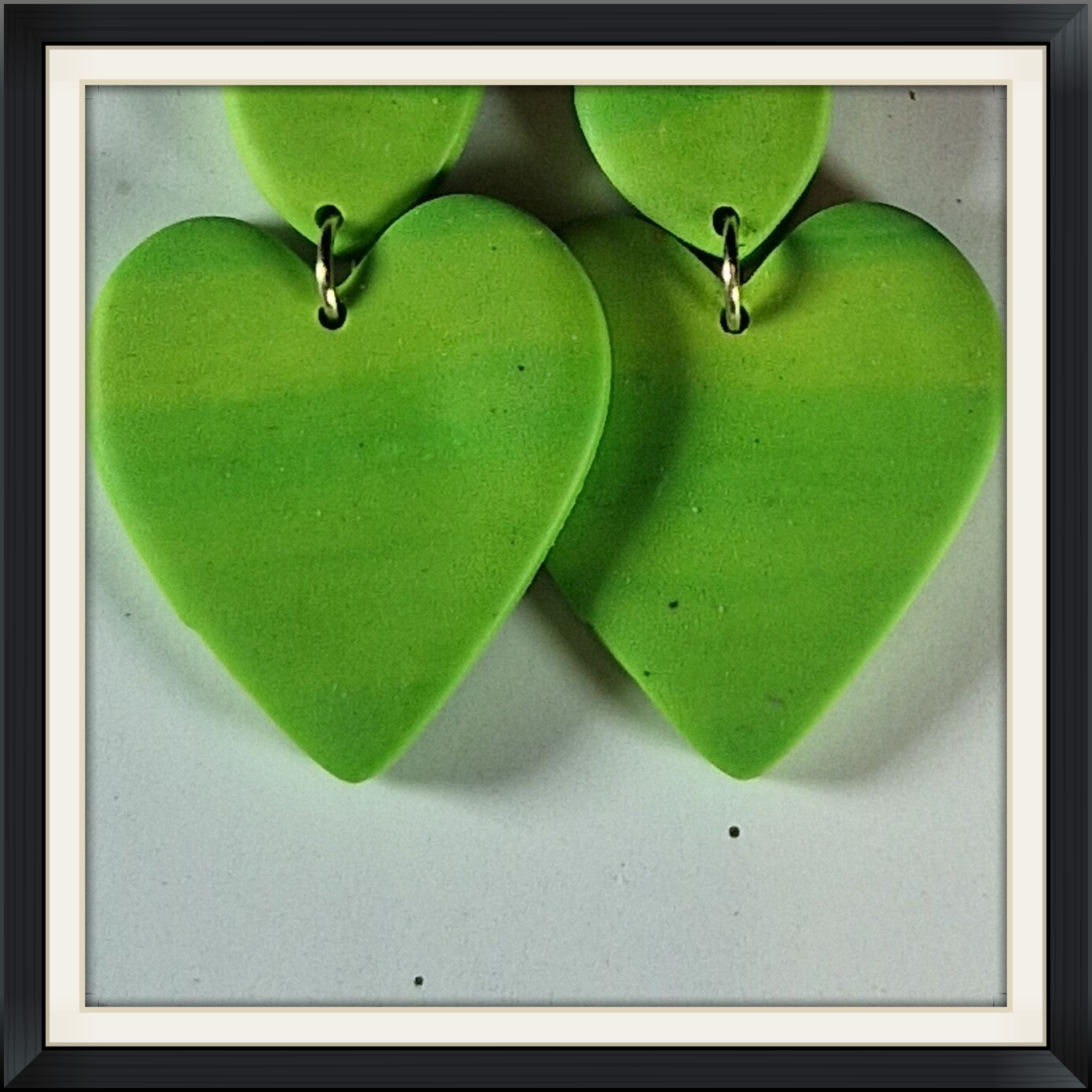 Harten oorbellen fris groen.