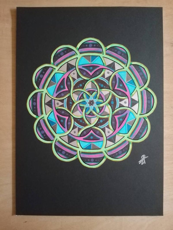A3 Art piece - Neon Flower